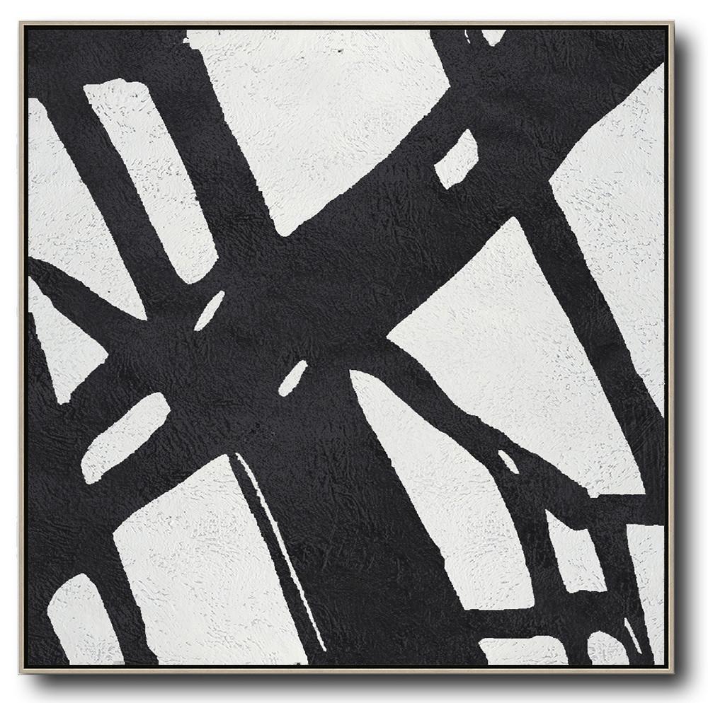 Minimal Black and White Painting #MN99A - Click Image to Close